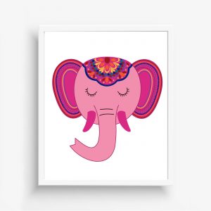 Boho Elephant Head For Girl's Room