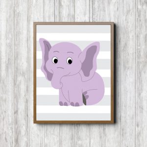 Girls Nursery Purple Elephant