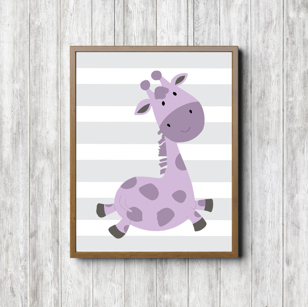Safari Nursery – Purple Giraffe Printable