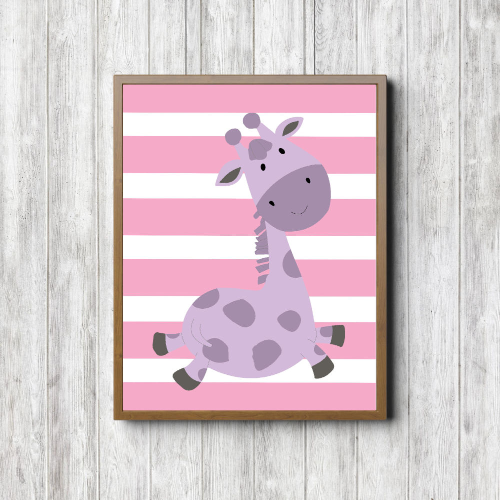 Girls Nursery Purple Giraffe Printable
