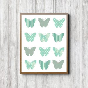 Green Patterns Butterfly Collage