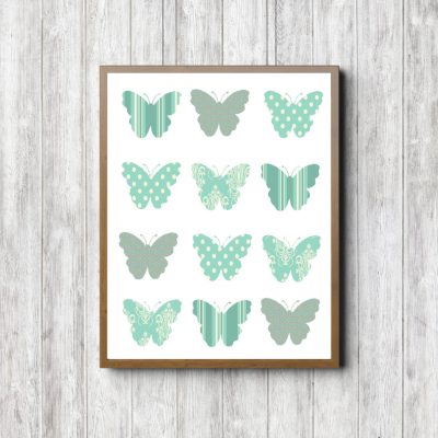 Green Patterns Butterfly Collage
