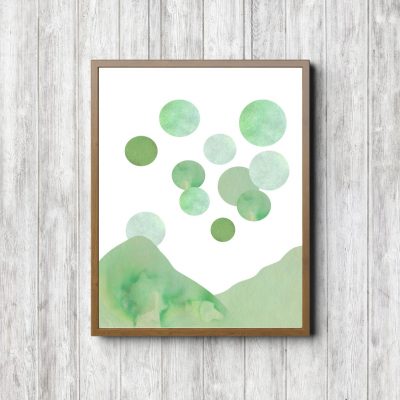 Green Textured Abstract Mountains
