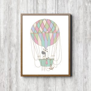 Giraffe In Whimsical Hot Air Balloon