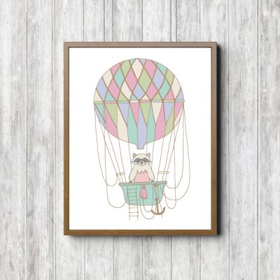 Raccoon In Whimsical Hot Air Balloon