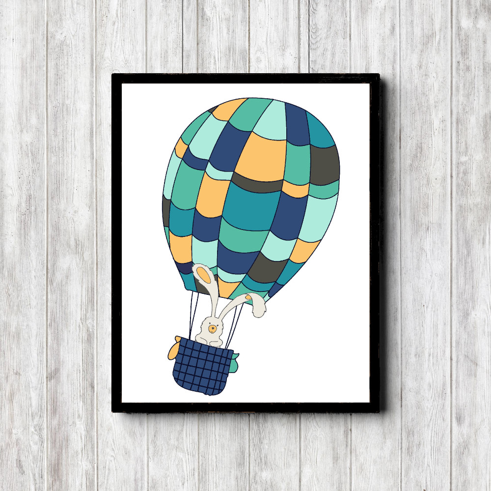 Bunny In Hot Air Balloon Printable