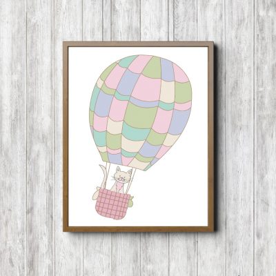 Cat In Whimsical Hot Air Balloon