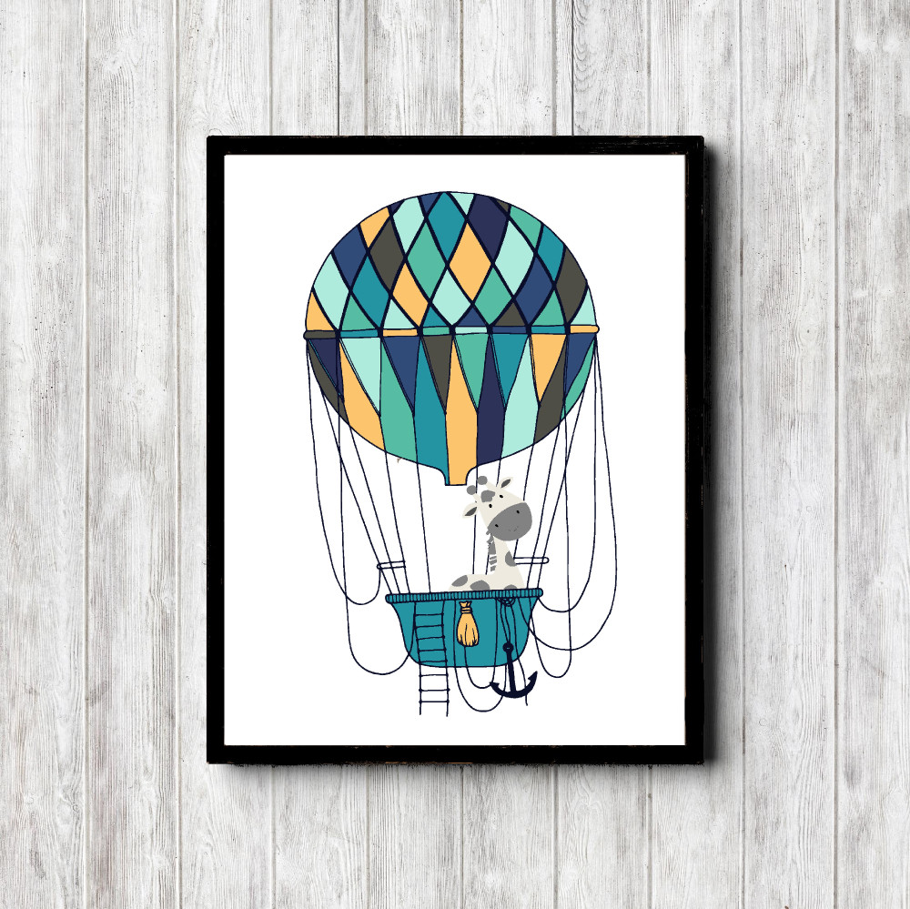 Giraffe In Hot Air Balloon Printable