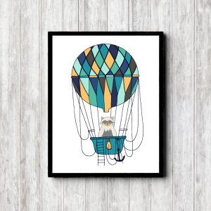 Raccoon In Hot Air Balloon