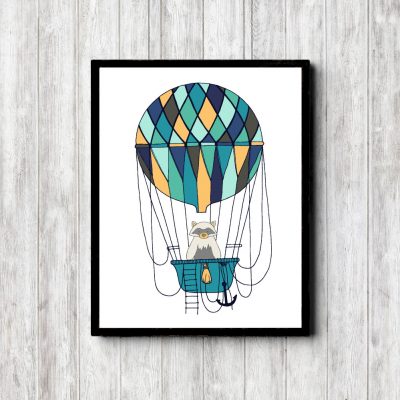 Raccoon In Hot Air Balloon