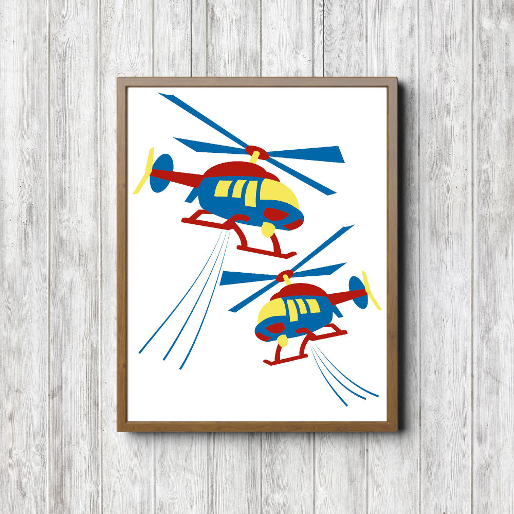 Blue & Red Helicopters Poster Printable