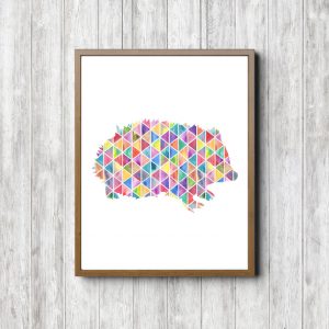 Geometric Watercolor Hedgehog Silhouette