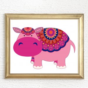 Boho Hippo For Girl's Room