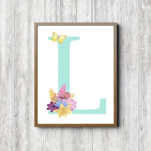 Initial L - Flowers & Butterfly