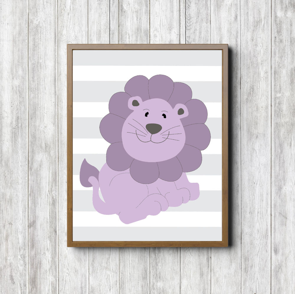 Cute Purple Baby Lion Printable