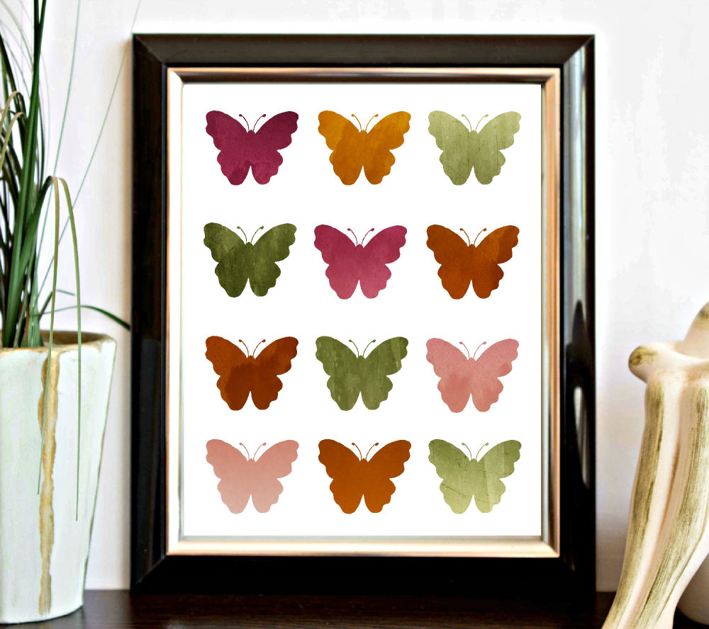 Ombre Watercolor Butterfly Collage Printable
