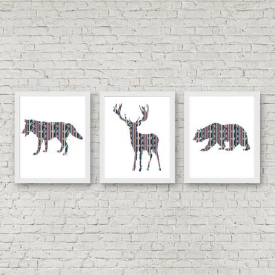 Tribal Pattern Woodland Animals Set