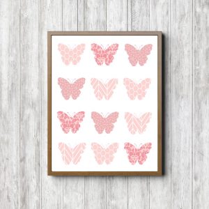 Pink Patterns Butterfly Collage