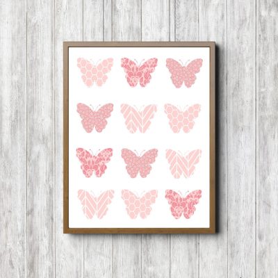 Pink Patterns Butterfly Collage
