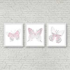 Pink Watercolor Butterfly Set