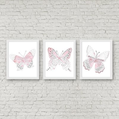 Pink Watercolor Butterfly Set