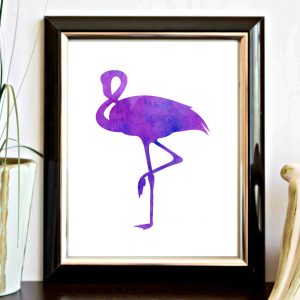 Blue & Purple Watercolor Flamingo