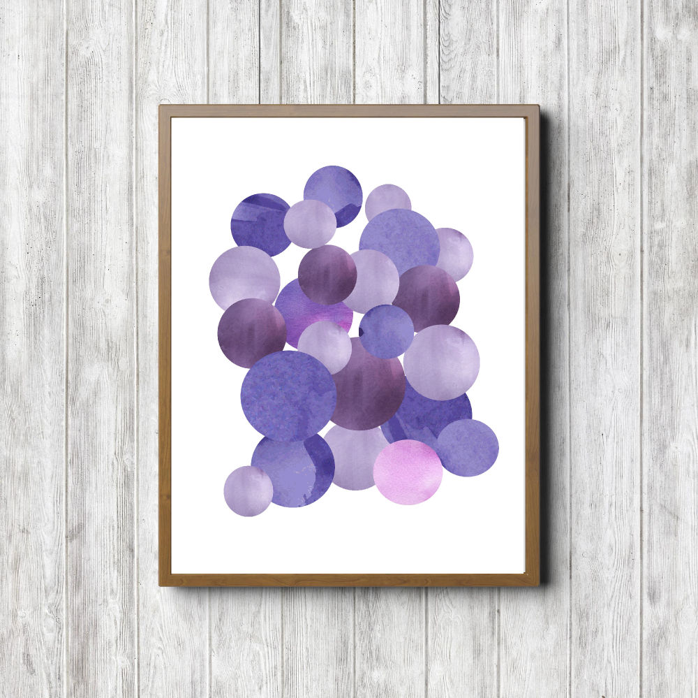 Purple Textured Abstract Circles Printable