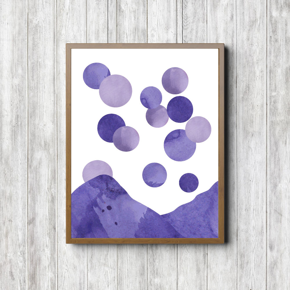 Purple Textured Abstract Mountains Printable