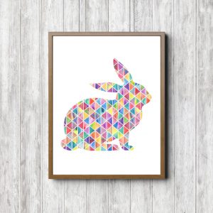 Geometric Watercolor Bunny Silhouette