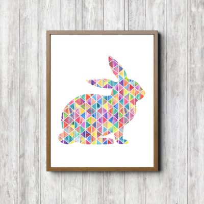 Geometric Watercolor Bunny Silhouette