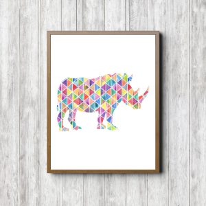 Geometric Colorful Rhino Silhouette
