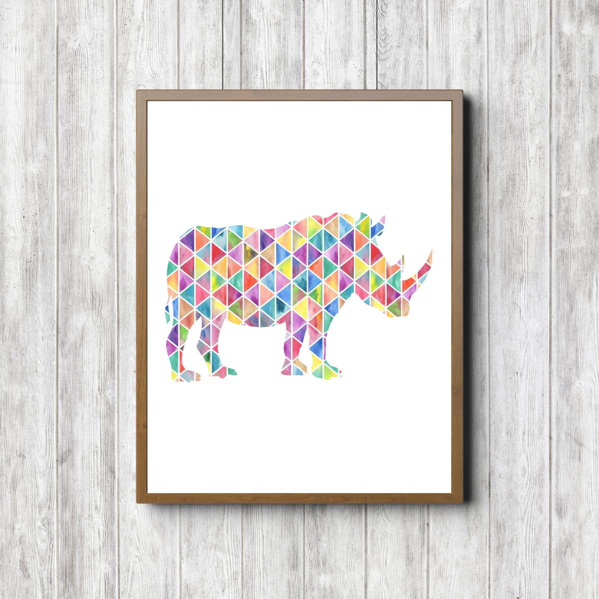 Geometric Colorful Rhino Silhouette Printable