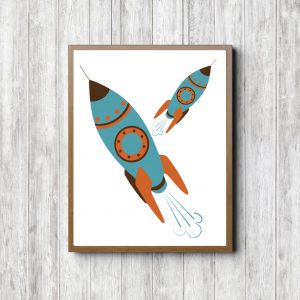 Blue & Orange Rockets Poster
