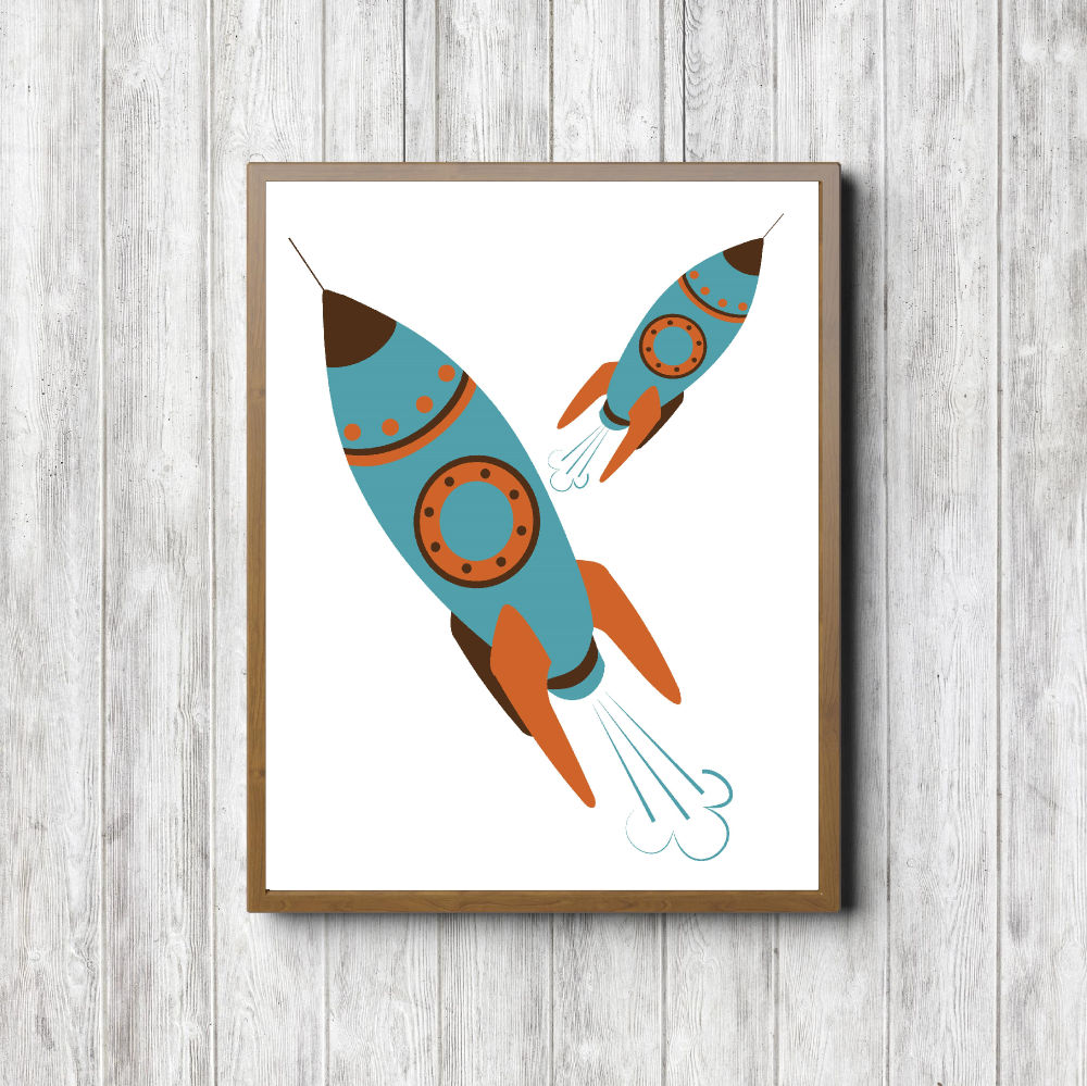 Blue & Orange Rockets Poster Printable