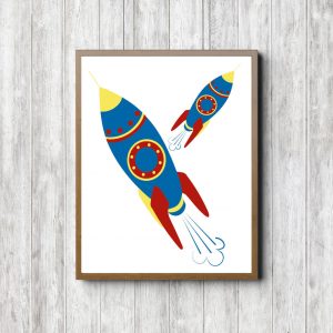 Blue & Red Rockets Poster