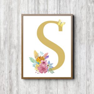 Initial S - Flowers & Butterfly