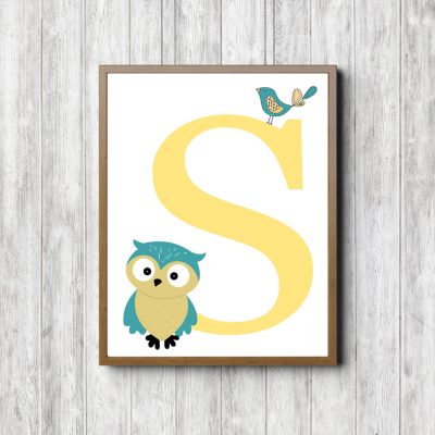 Initial S - Owl & Bird