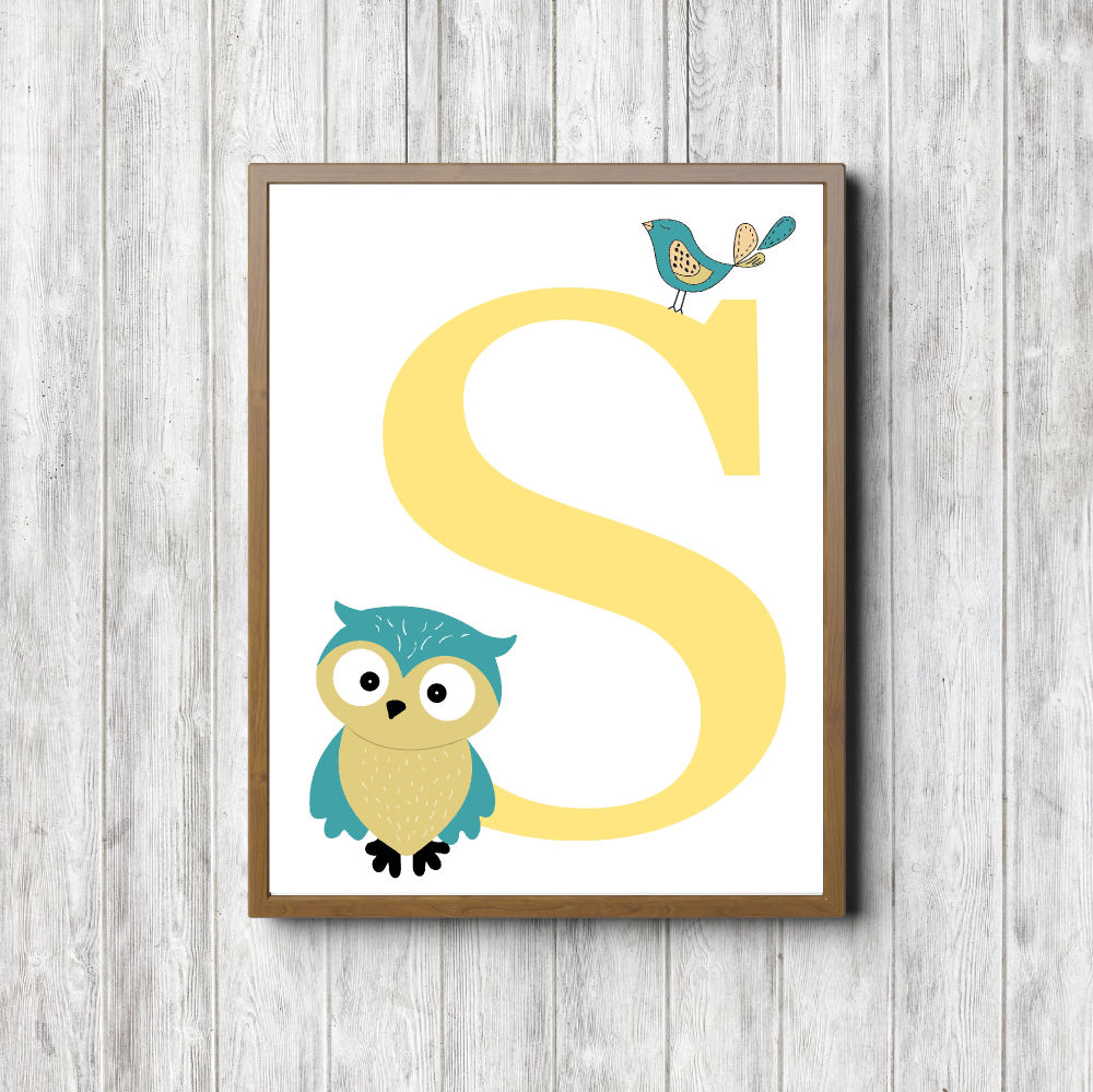 Initial S – Owl & Bird Printable