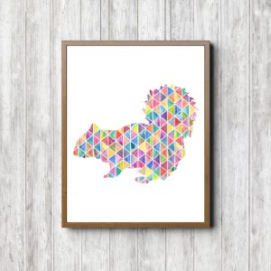 Geometric Watercolor Squirrel Silhouette