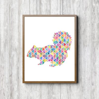 Geometric Watercolor Squirrel Silhouette