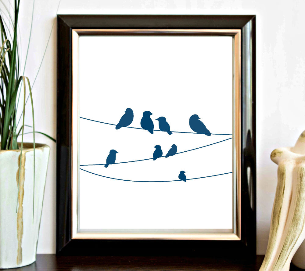 Teal Birds On A Wire Printable