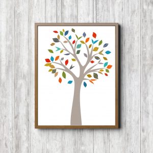Beige Tree With Boho Leaves