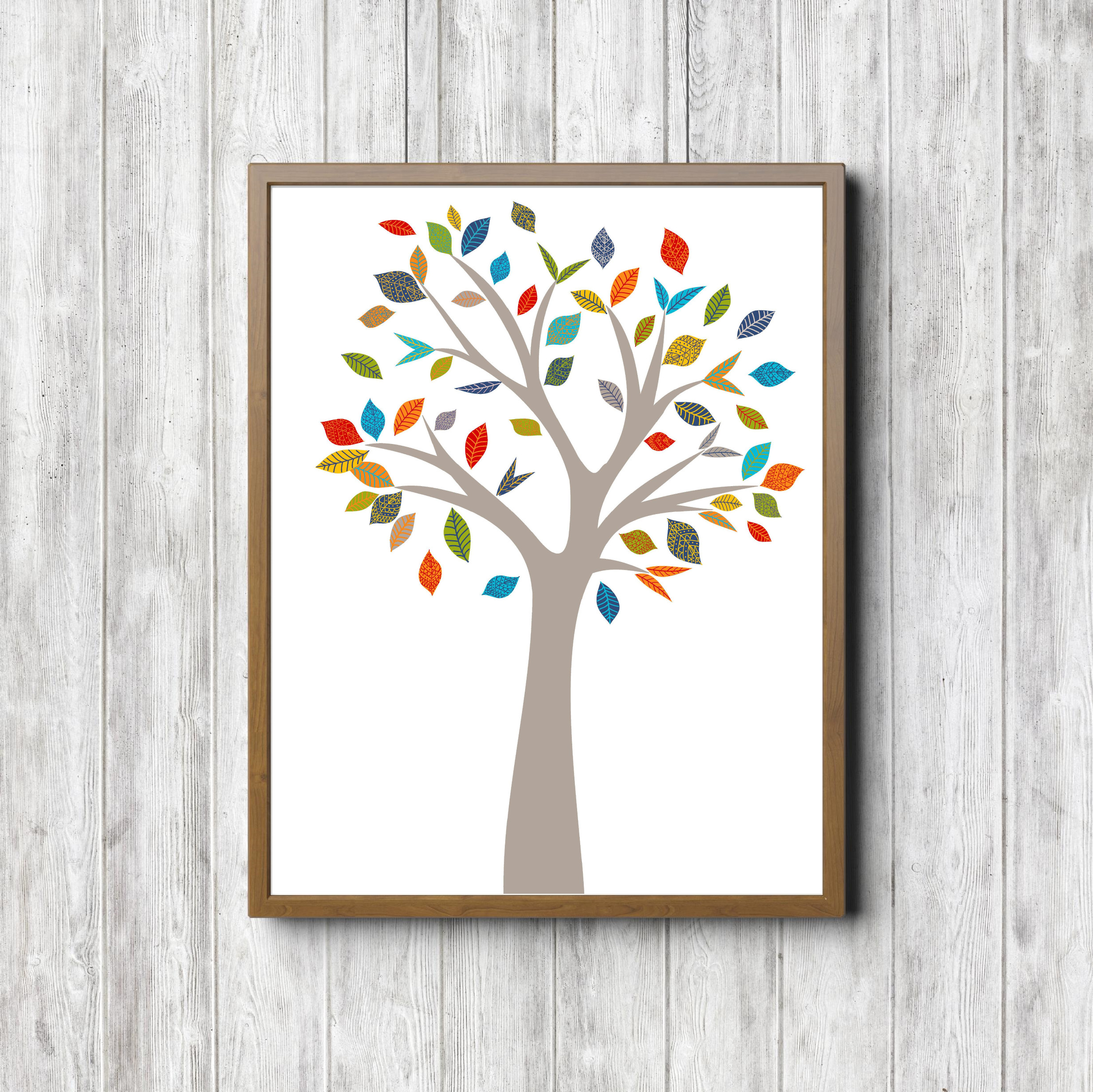 Beige Tree With Boho Leaves Printable