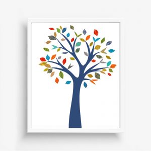 Blue Tree With Boho Leaves