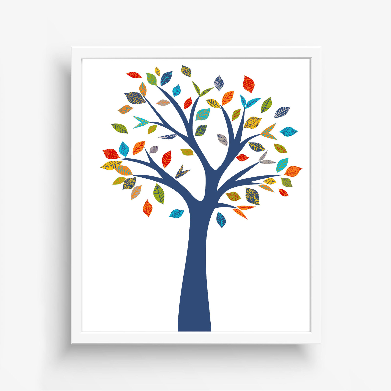 Blue Tree With Boho Leaves Printable