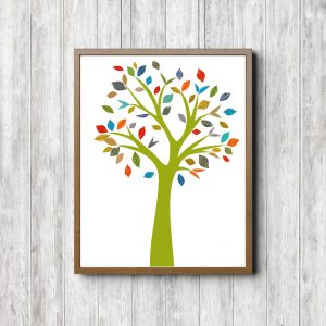 Green Tree With Boho Leaves