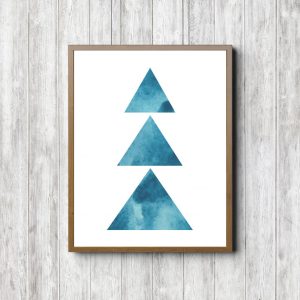 Blue Watercolor Abstract Triangles
