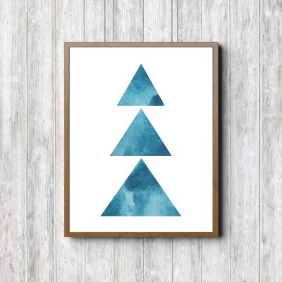 Blue Watercolor Abstract Triangles