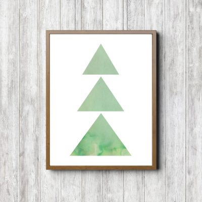 Green Watercolor Abstract Triangles