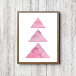 Pink Watercolor Abstract Triangles Printable